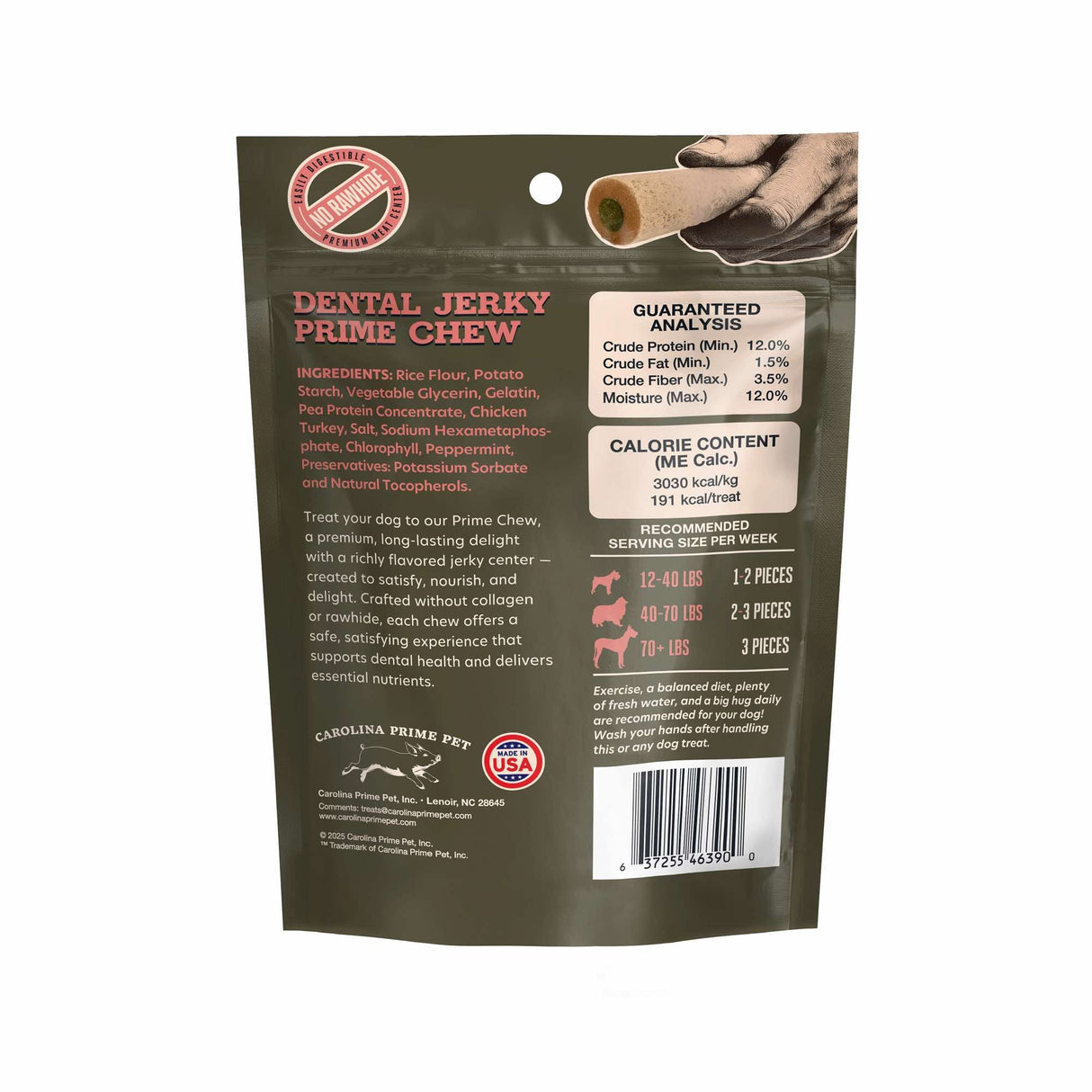 Dental Jerky Prime Chew for Dogs — 17 oz back of bag