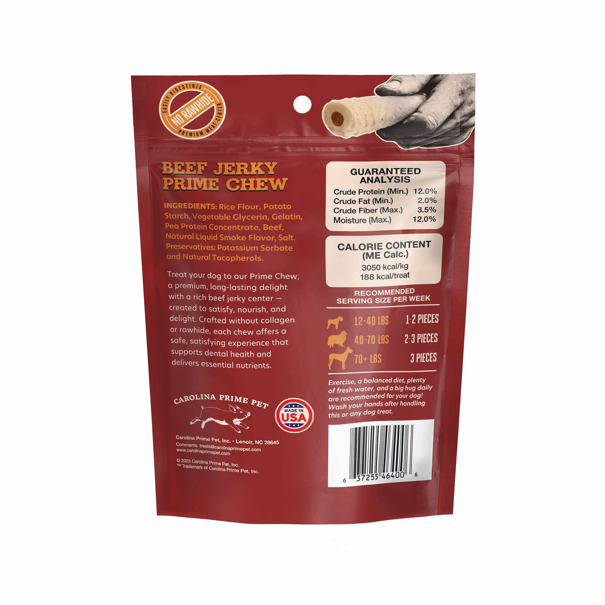 Beef Jerky Prime Chew for Dogs — 17 oz back of bag