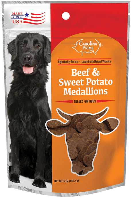 Carolina Prime Pet Beef and Sweet Potato Medallions package (front side).