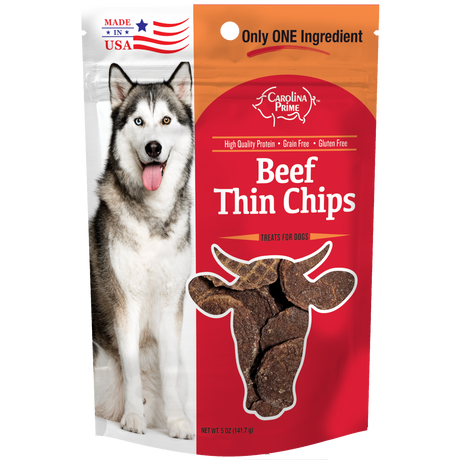 Beef Thin Chips for Dogs - 5 oz single ingredient dog treats