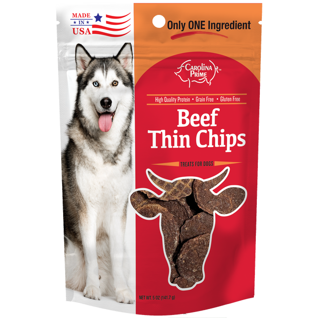 Beef Thin Chips for Dogs - 5 oz single ingredient dog treats