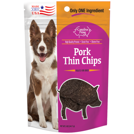 Pork Thin Chips for Dogs - 5 oz single ingredient dog treats