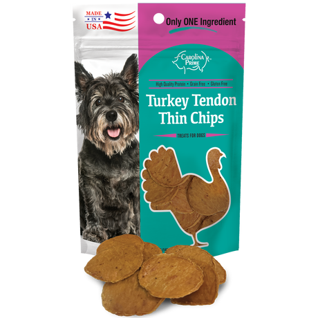 Turkey Tendon Thin Chips - 5 oz bag with thin chips shown