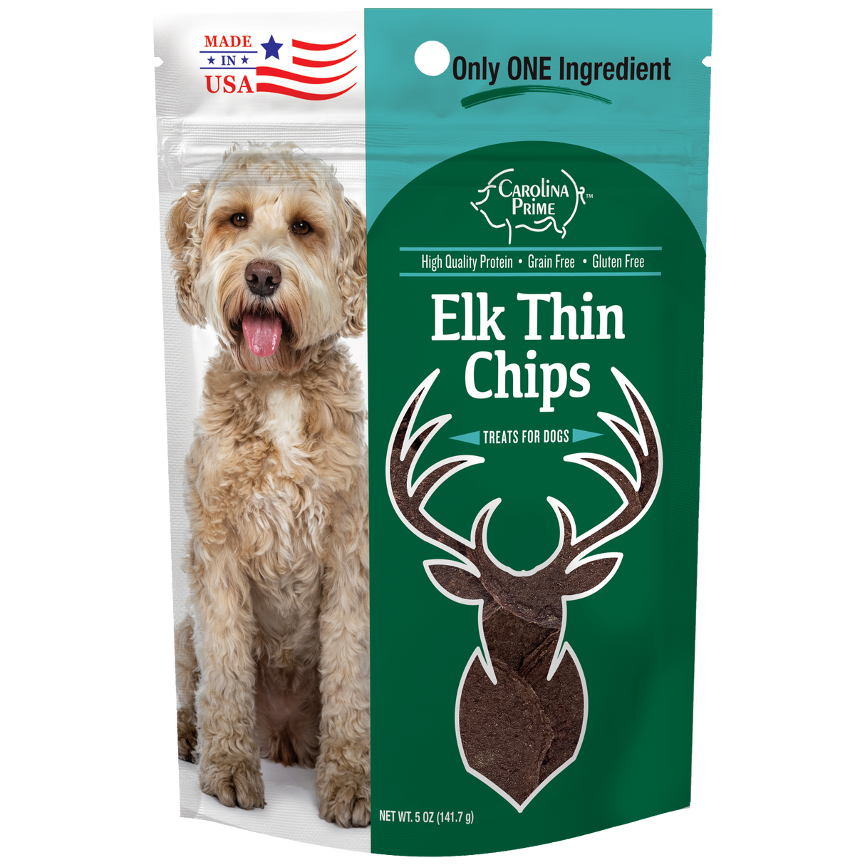 Elk Thin Chips for Dogs - 5 oz single ingredient dog treats