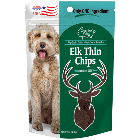 Elk Thin Chips for Dogs - 5 oz single ingredient dog treats