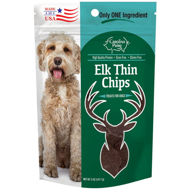 Elk Thin Chips for Dogs - 5 oz single ingredient dog treats