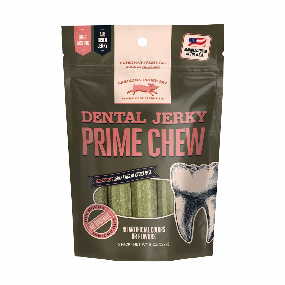 Dental Jerky Prime Chew for Dogs — 8.5 oz front of bag