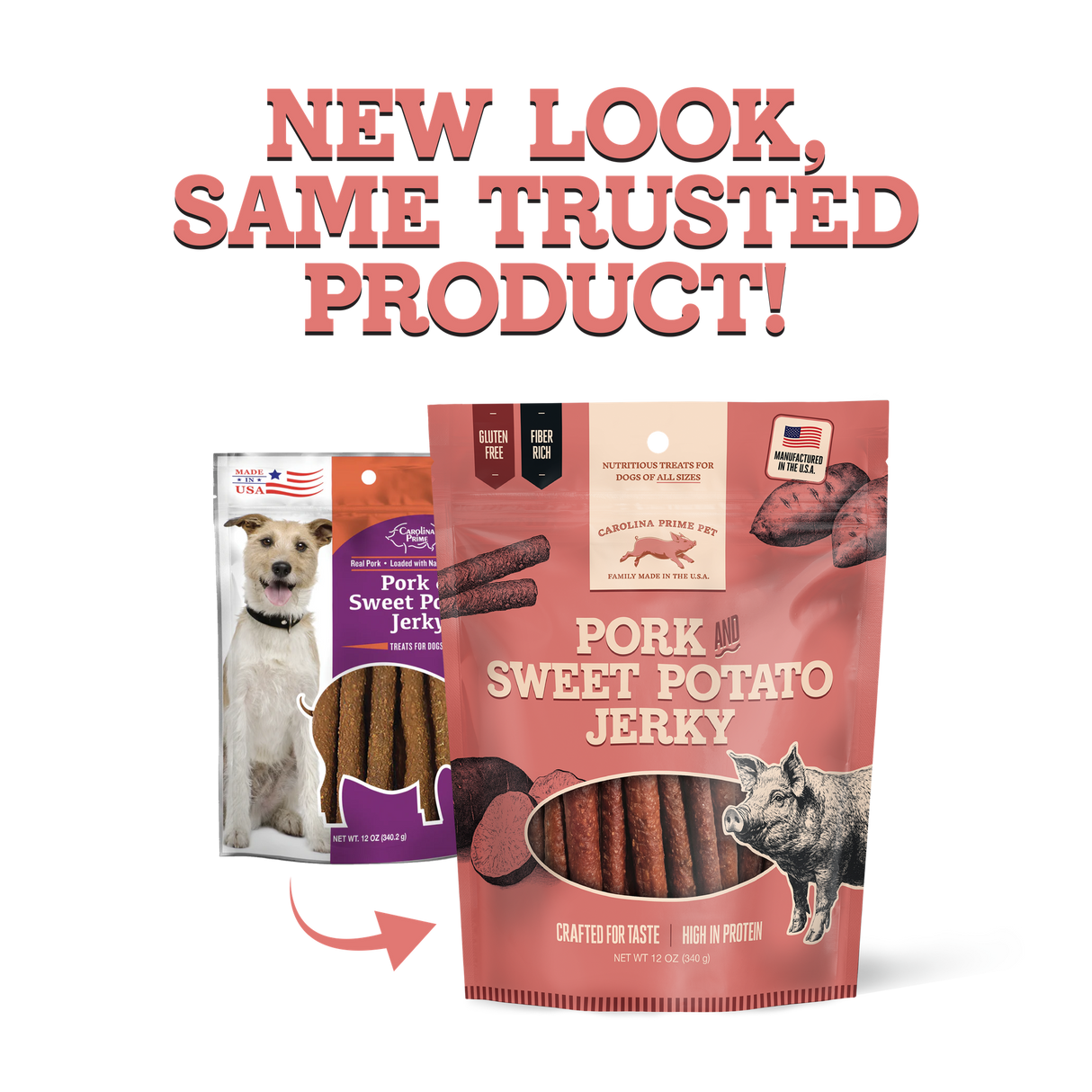 Pork & Sweet Potato Jerky new look