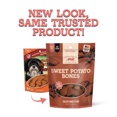 Carolina Prime Pet Sweet Potato Bones - new look, same trusted product