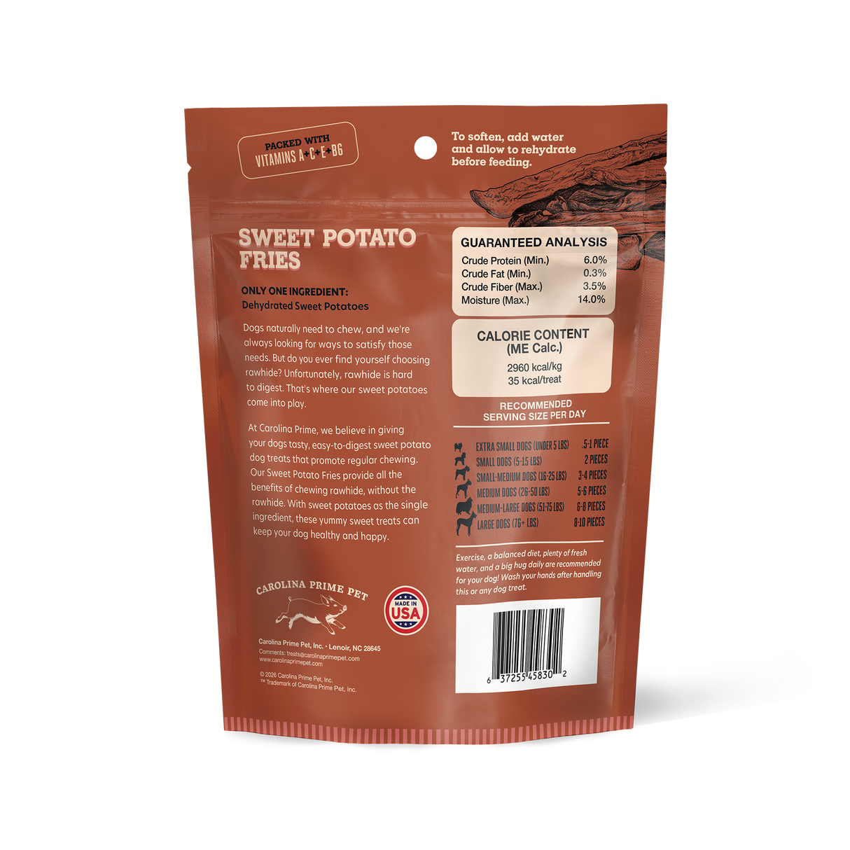 Carolina Prime Pet Sweet Potato Fries 12 oz (back)