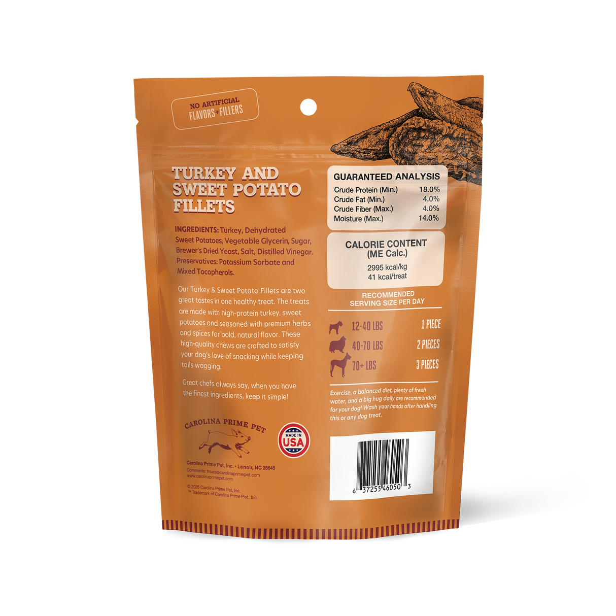 Turkey and Sweet Potato Fillets 12 oz back