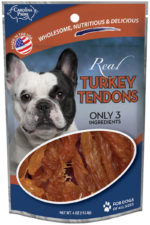 Front of Image of Carolina Prime Pet Turkey Tendons dog treats package.