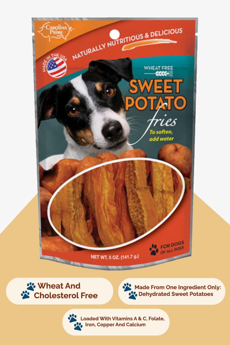 Front of Carolina Prime Pet's Sweet Potato Fries Dog Treats