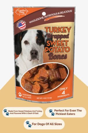 Front of Carolina Prime Pet's Turkey Wrapped Sweet Potato Bones Dog Treats