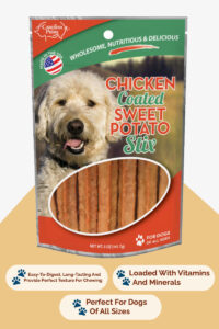 Front of Carolina Prime Pet's Chicken Coated Sweet Potato Stix Treats